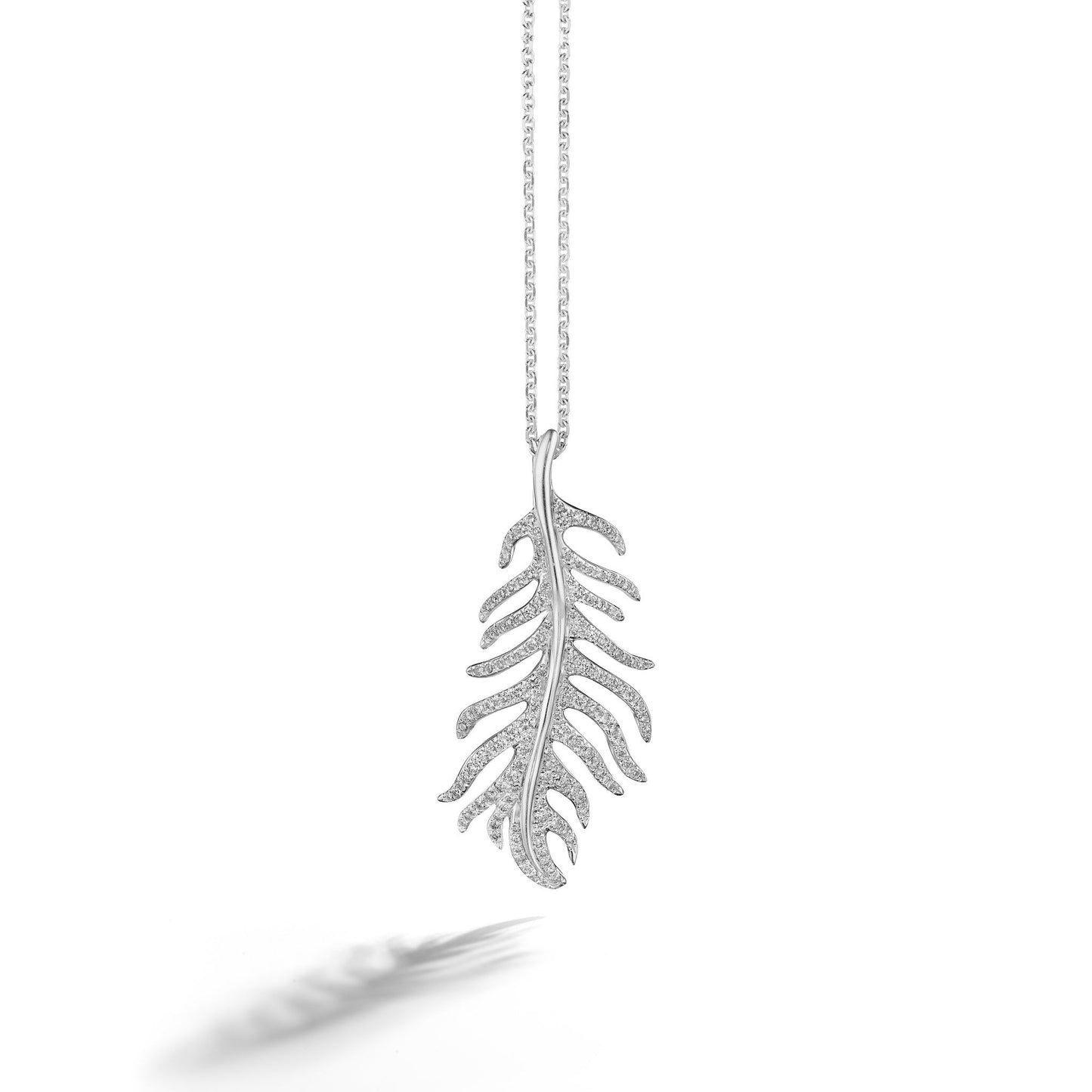 Mimi So Phoenix Diamond Feather Pendant_18k White Gold