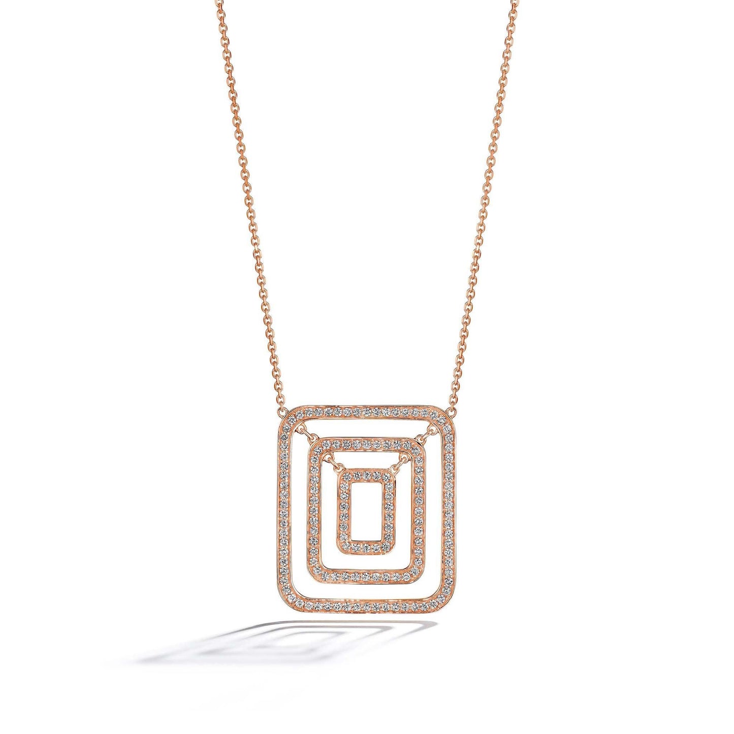 Piece Square Swing Diamond Necklace_18k Rose Gold