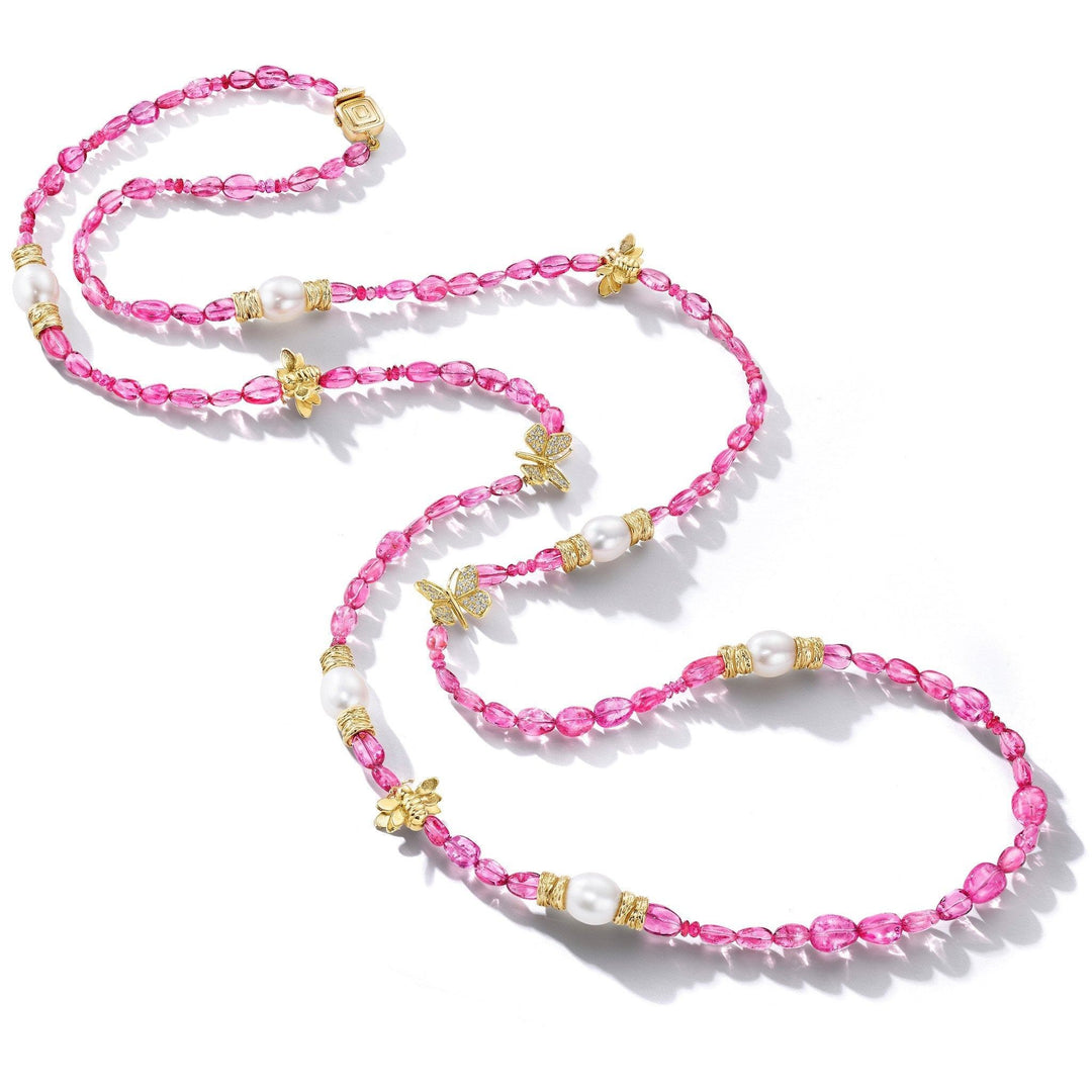 Wonderland Pink Spinel & Pearl Bead Necklace_18k Yellow Gold