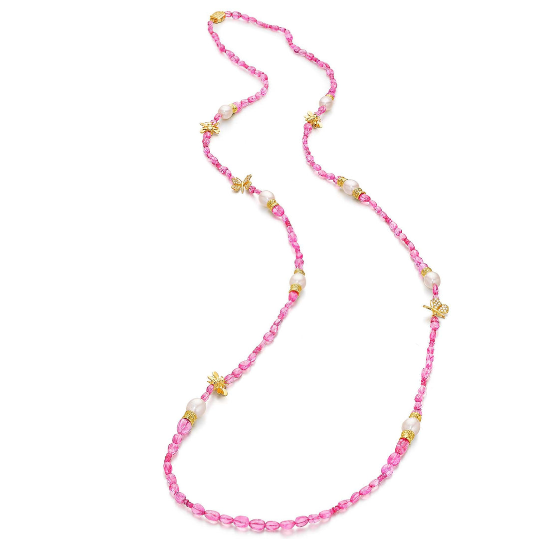 Wonderland Pink Spinel & Pearl Bead Necklace