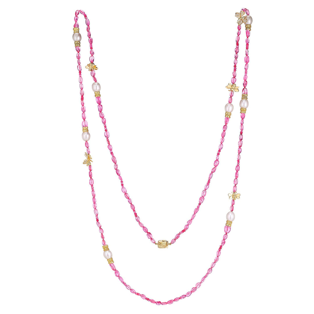 Wonderland  Pink Spinel & Pearl Bead Necklace