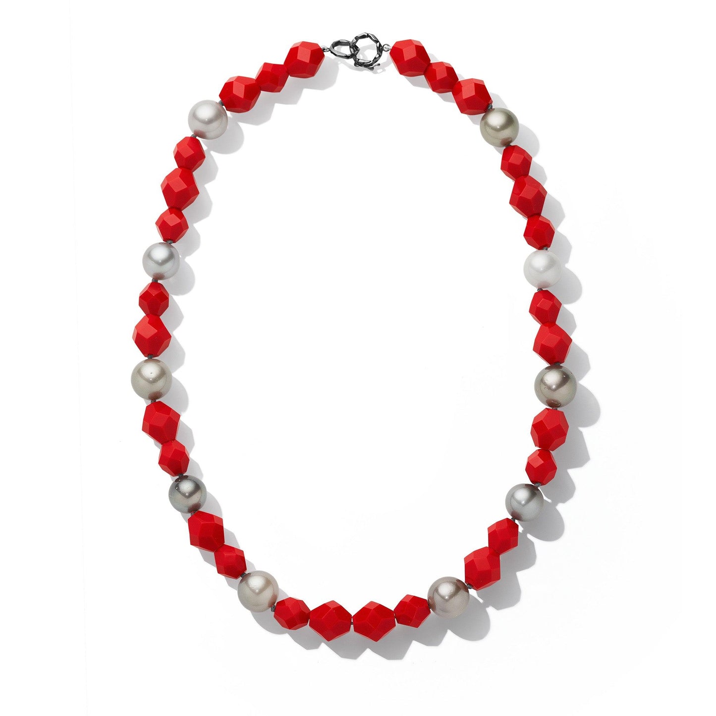Jackson Ludlow Rock Coral & Pearl Bead Necklace – 23"_18k Black Gold
