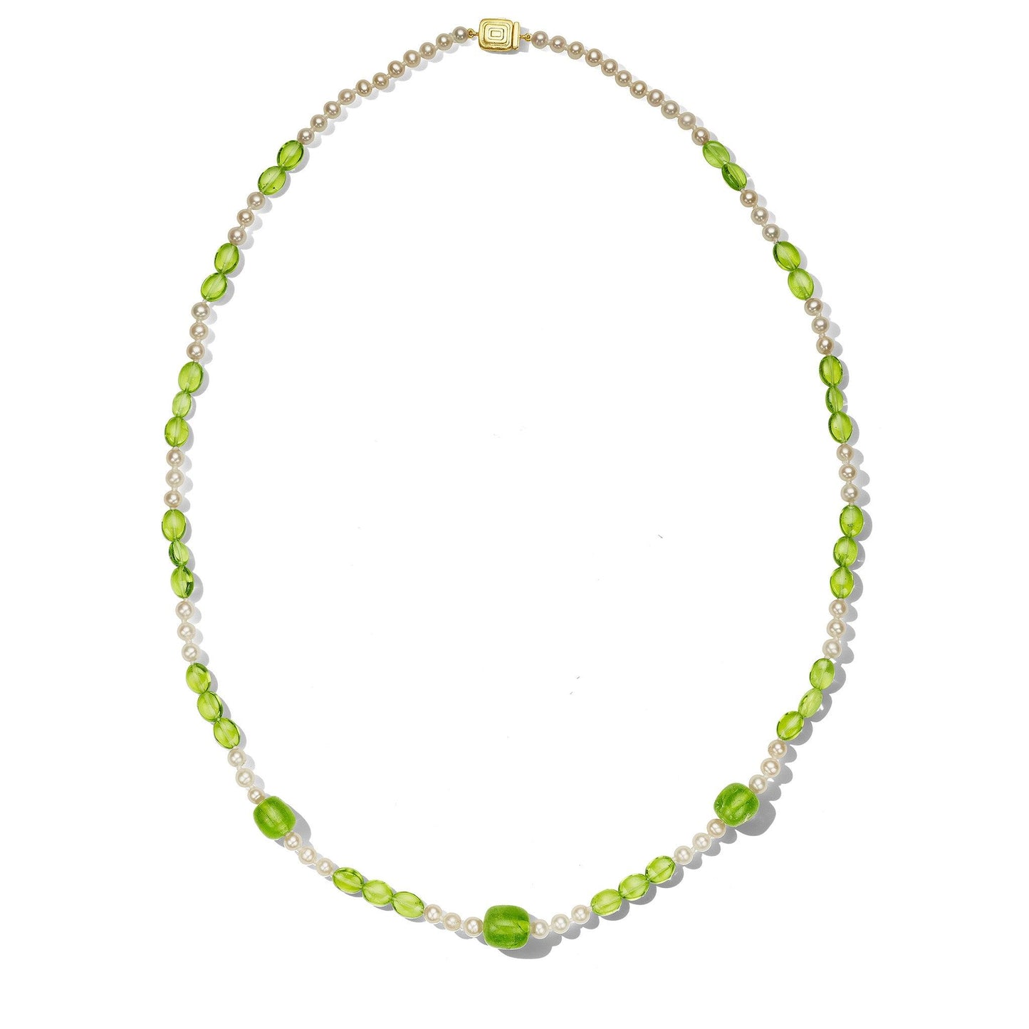 Peridot & Pearl Classic Bead Necklace_18k Yellow Gold
