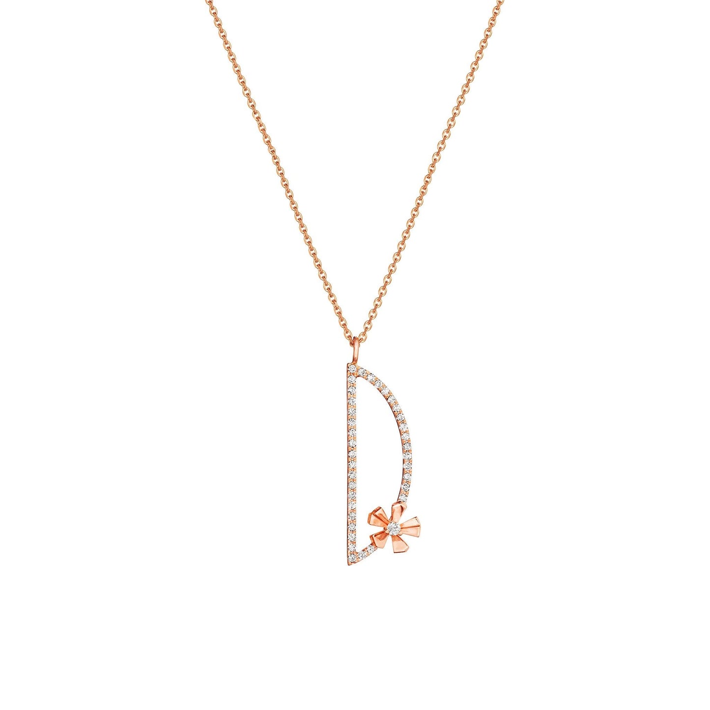 Type Letter D Orchid Pendant Necklace_18k Rose Gold