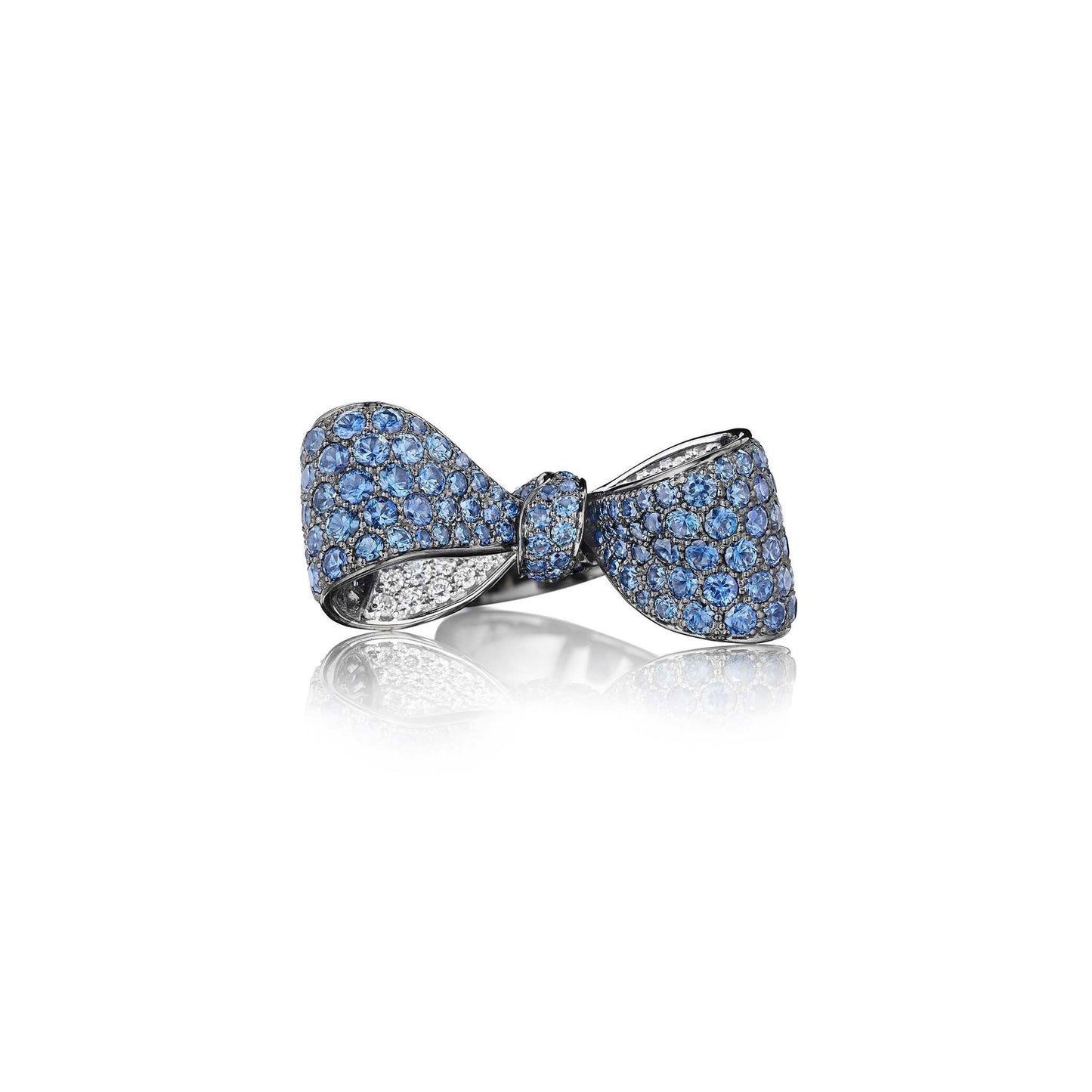 Mimi So Bow Blue Sapphire Ring – Medium_18k White/Black Gold