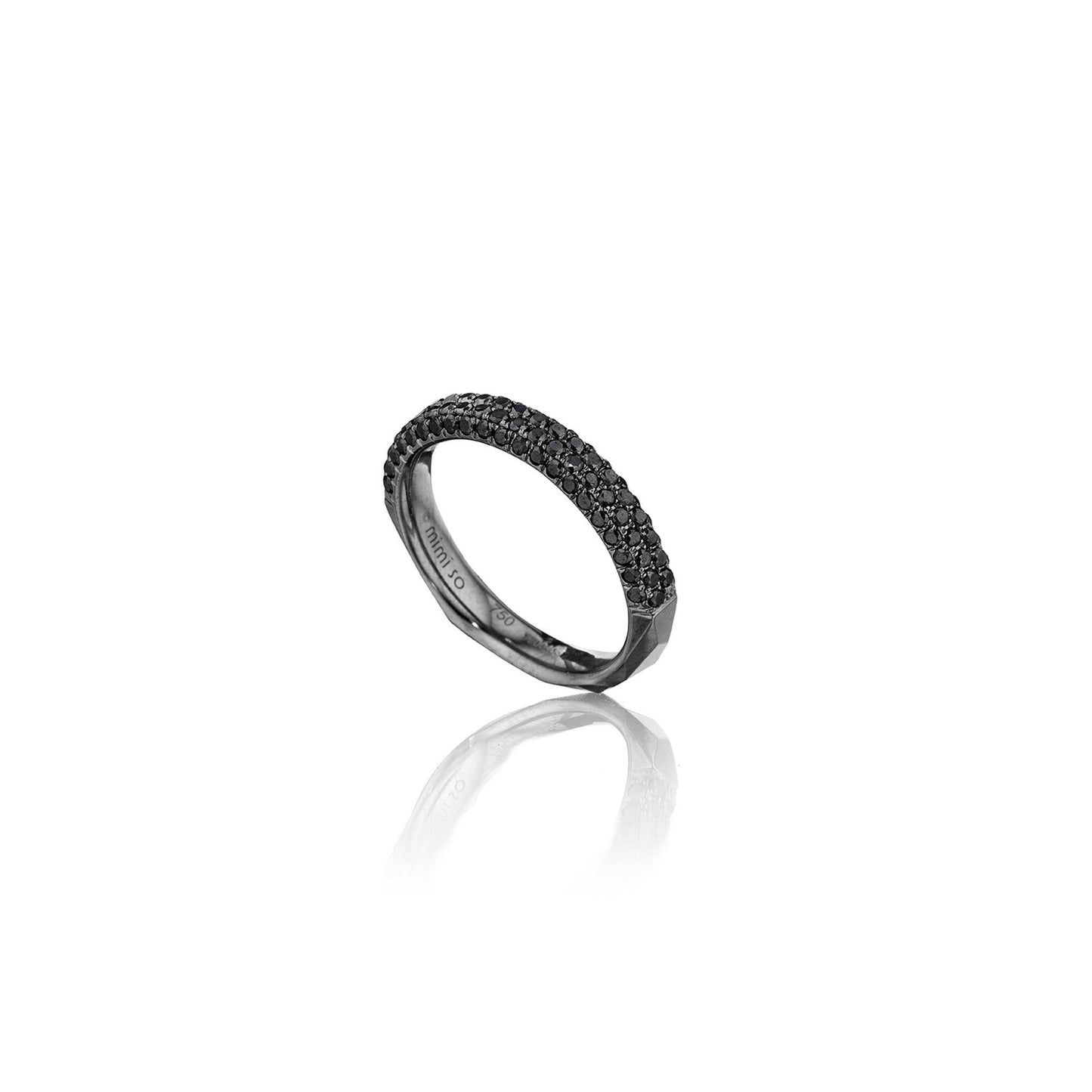 Jackson Switch 4-Row Black Diamond Ring_18k Black Gold