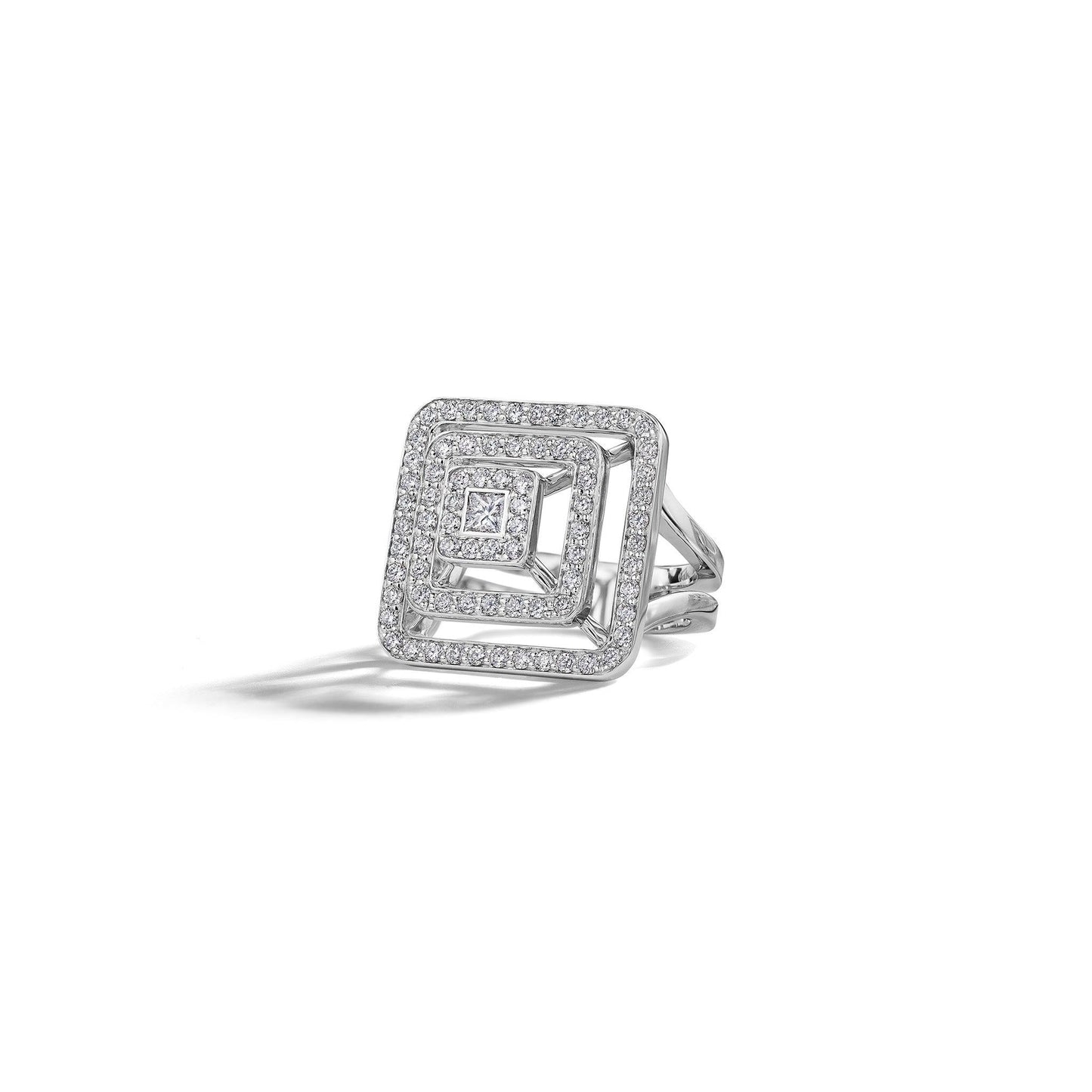 Piece Pyramid Diamond Ring_18k White Gold