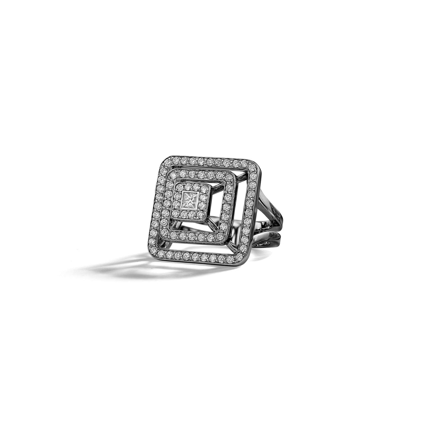 Piece Pyramid Diamond Ring_18k Black Gold