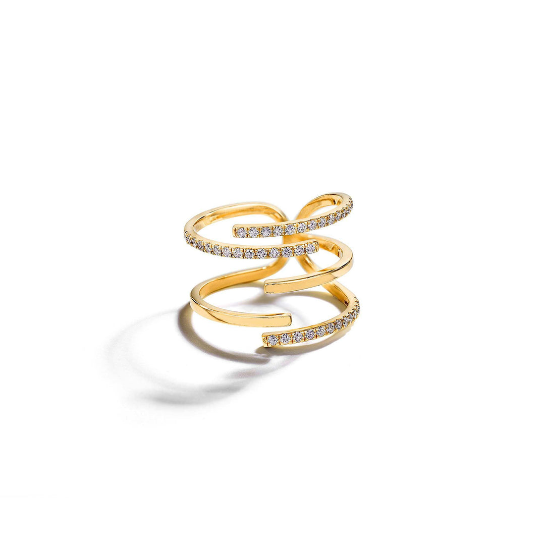 Mimi So Piece Stick Pave Diamond Ring_18k Yellow Gold