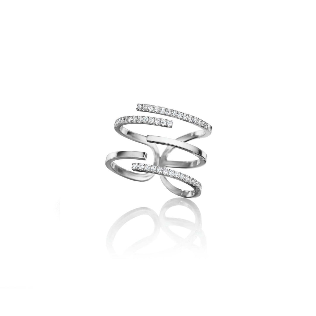 Mimi So Piece Stick Pavé Diamond Ring 18k White Gold