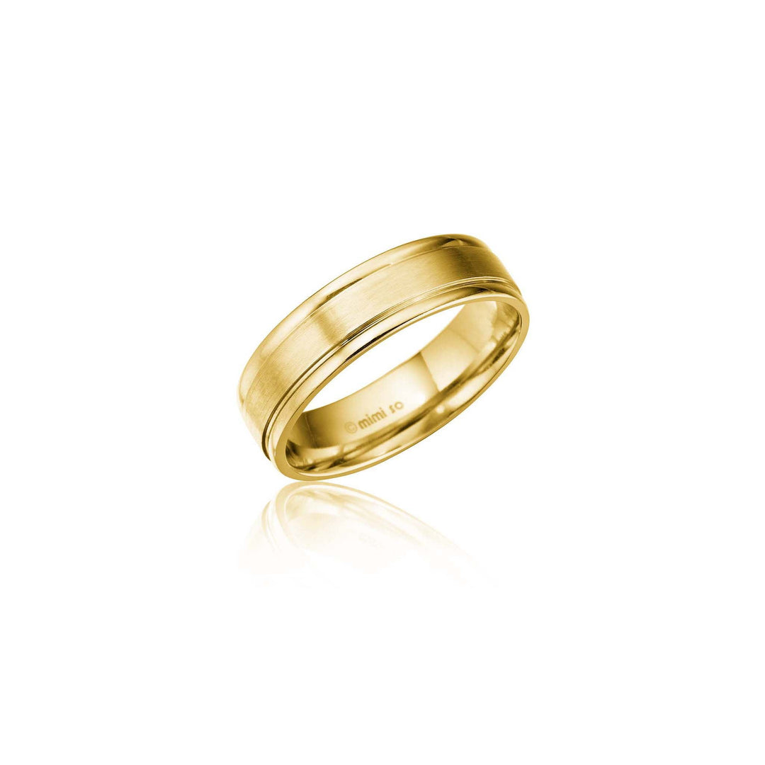 Men's Comfort-Fit Satin Center Wedding Band_18k Yellow Gold