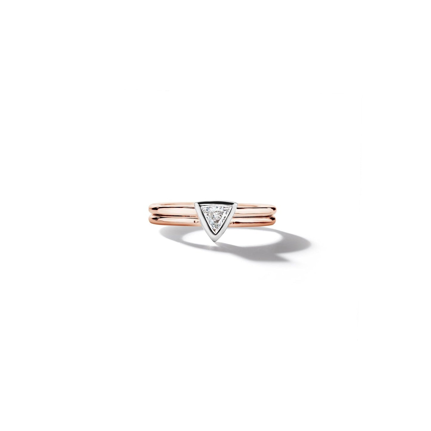 Mimi So Trillion Cut Diamond Double Band Ring_18k White/Rose Gold