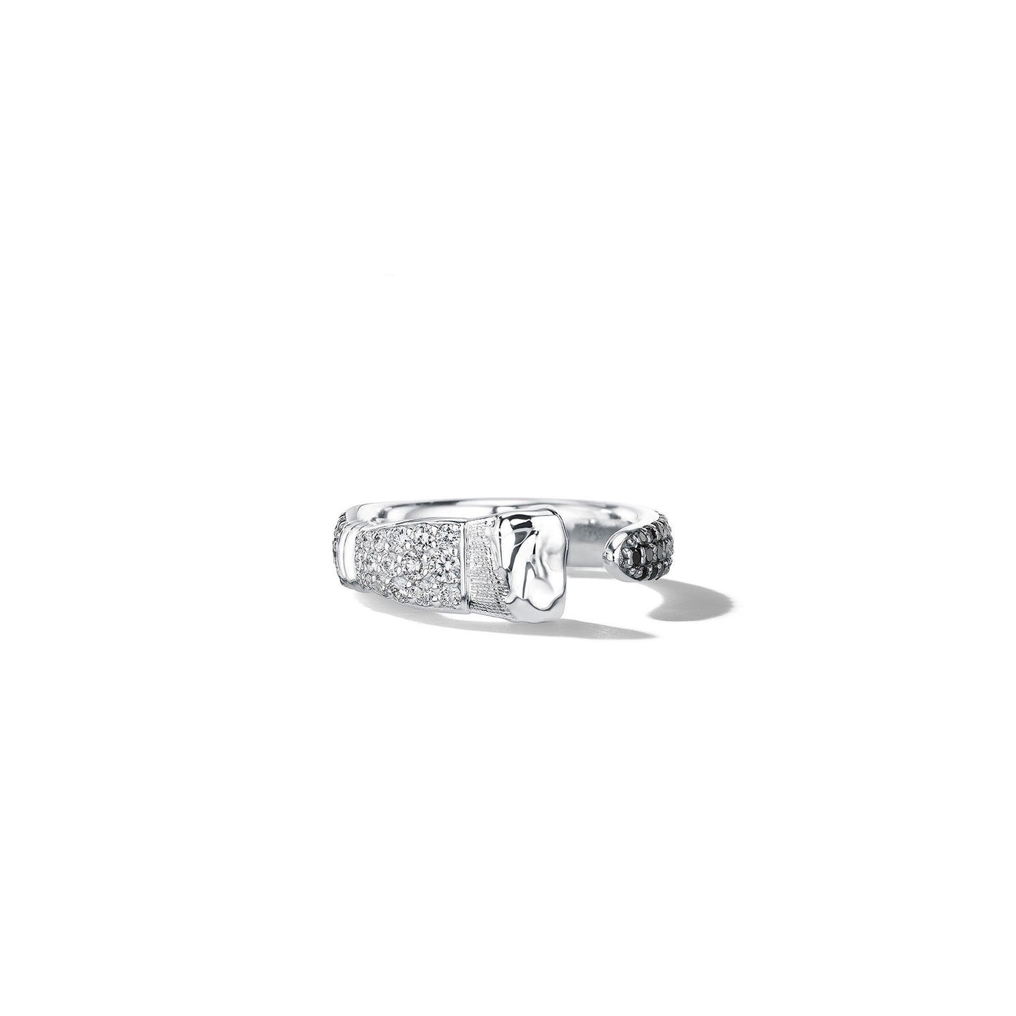Parsons Brush White & Black Diamond Eternity Ring_18k White Gold