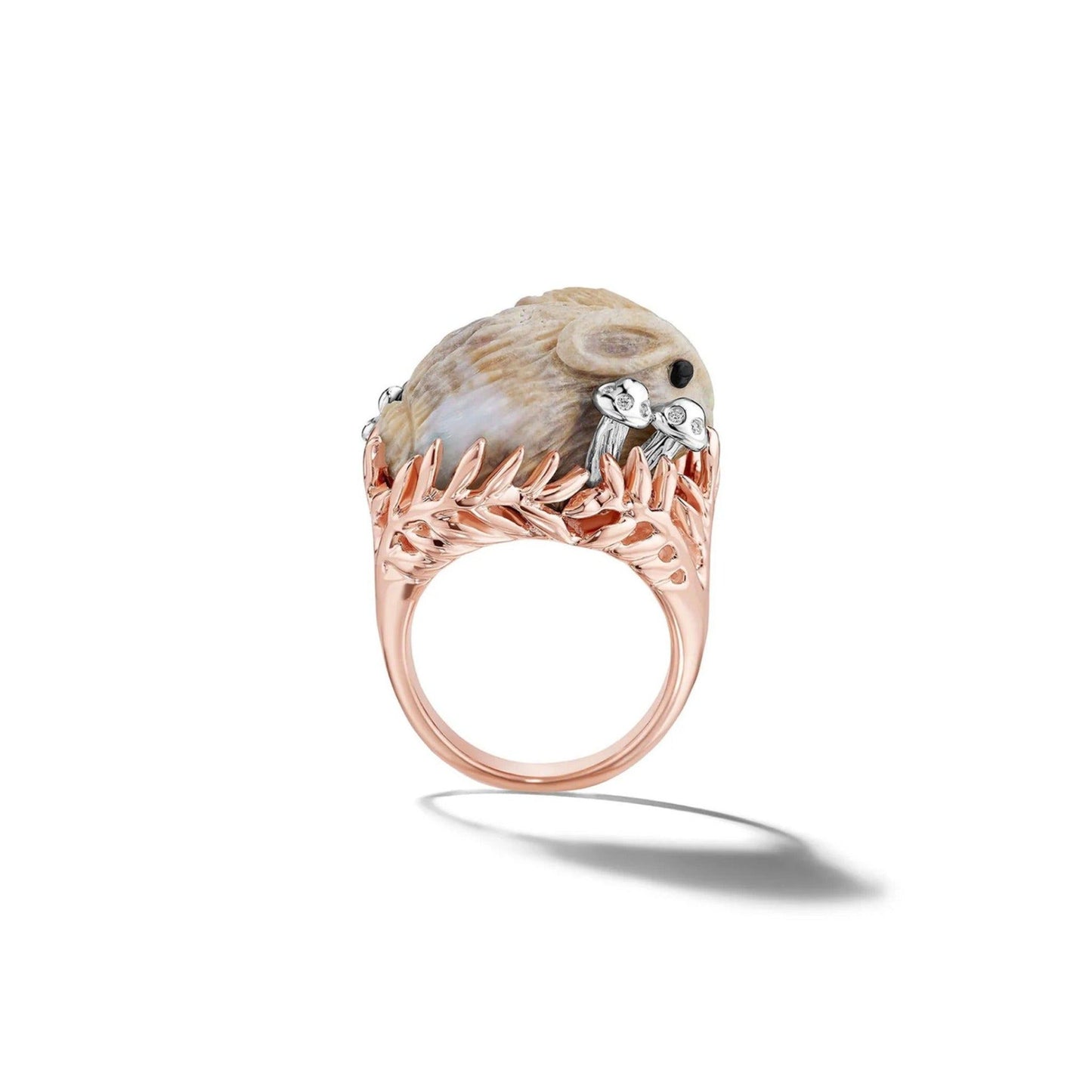 Mimi So Wonderland Andamooka Opal Bunny Ring 18k White Rose Gold