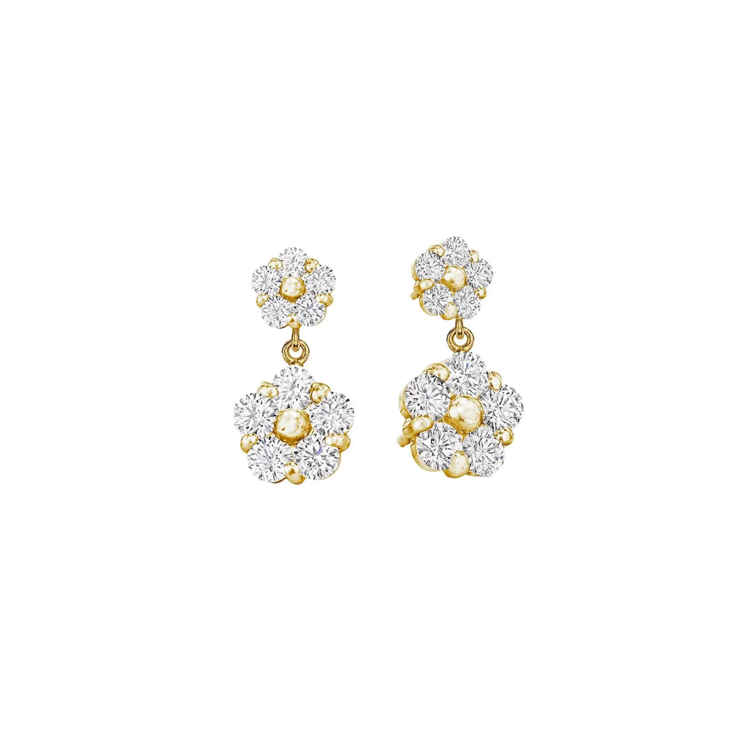 Anzia Flower 2-Drop Diamond Earrings Mimi So