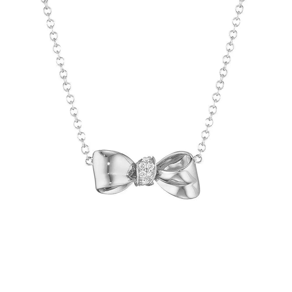 Bow Diamond Knot Necklace - Petite Mimi So