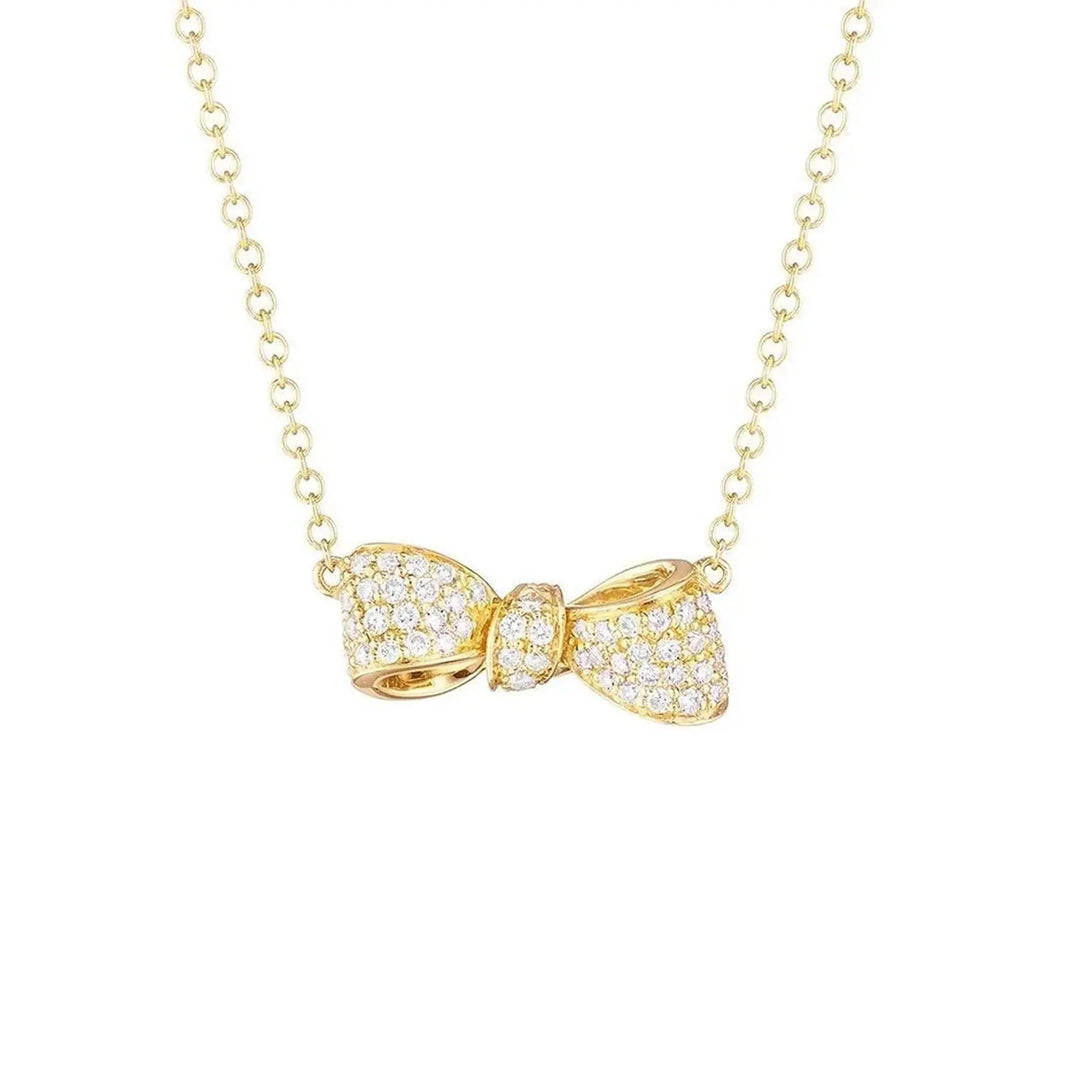 Bow Diamond Necklace - Petite Mimi So