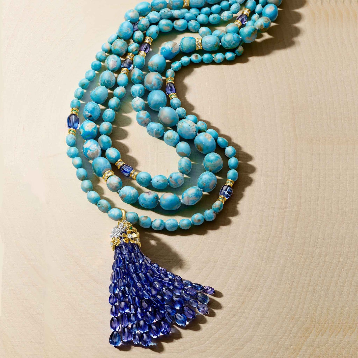 Mimi So Wonderland Turquoise and Tanzanite Bead Necklace Lifestyle