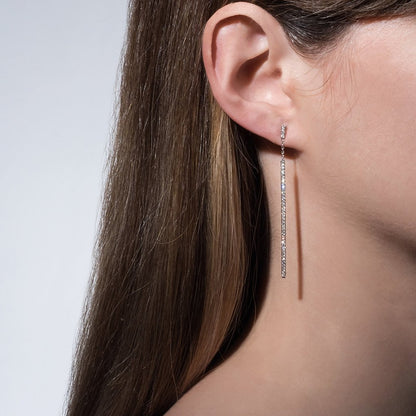 Piece Stick 3D Diamond Earrings - Mimi So