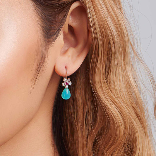 Wonderland Teardrop Blue Opal Earrings