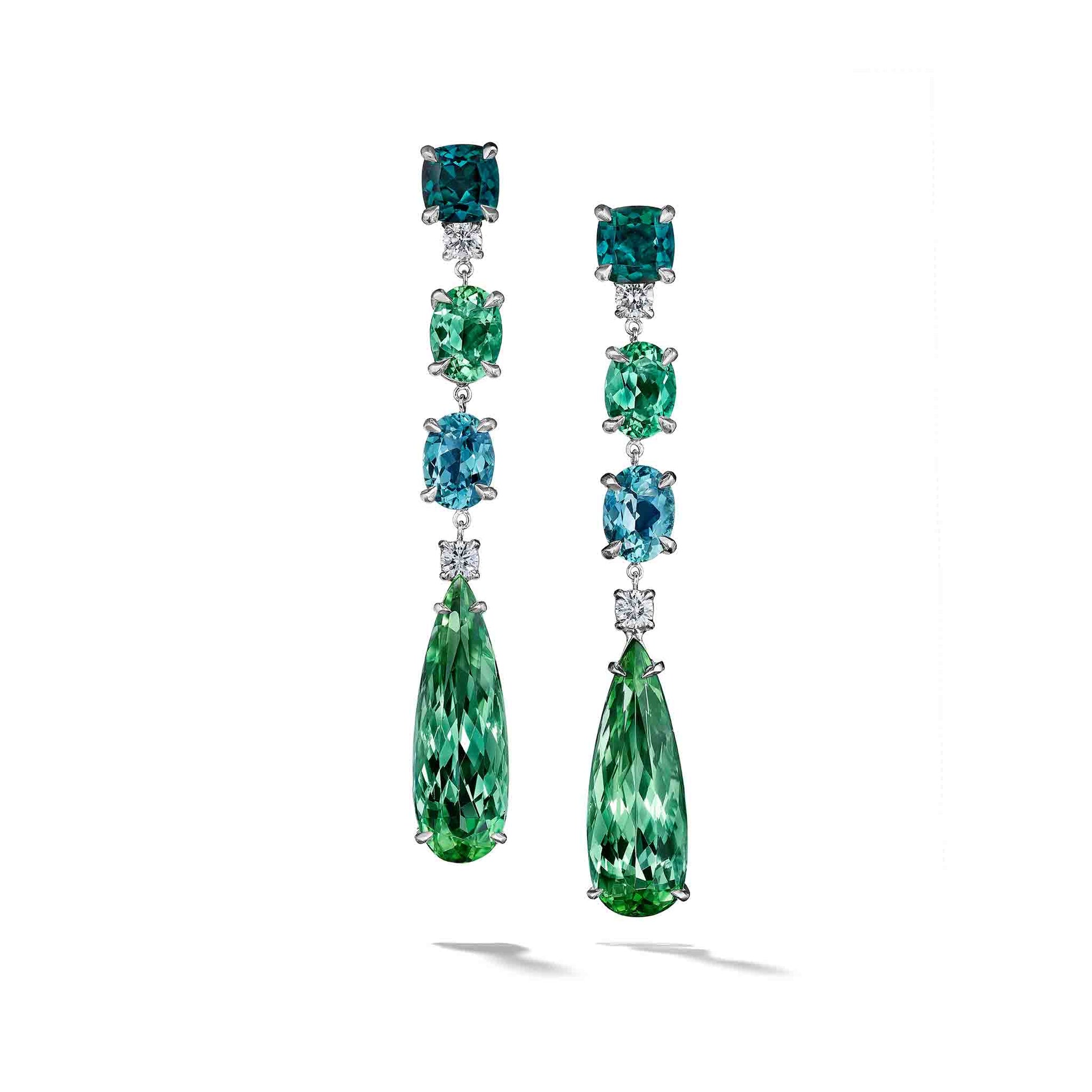 Mimi So Couture Green Tourmaline Diamond Drop Earrings_Platinum