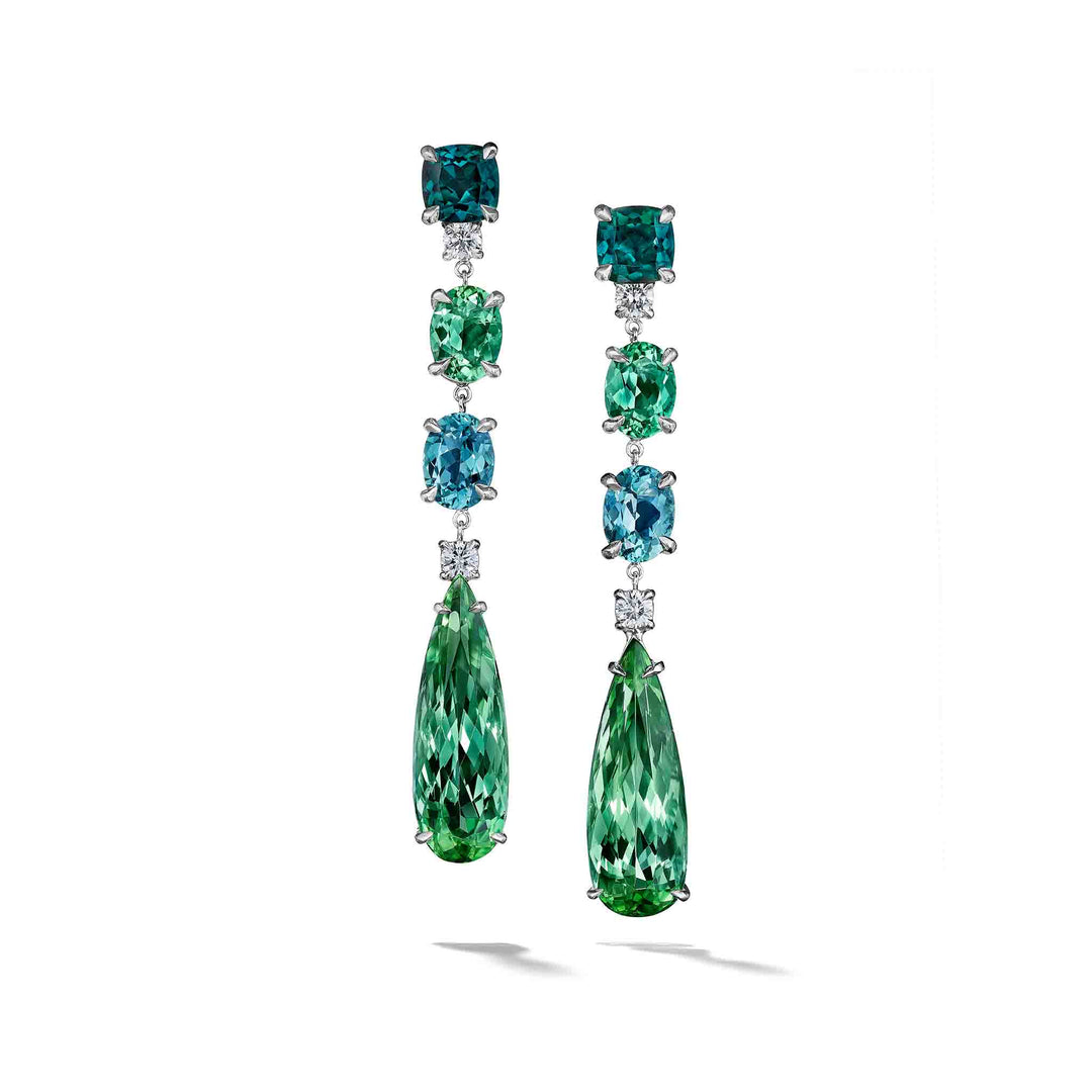 Mimi So Couture Green Tourmaline Diamond Drop Earrings_Platinum