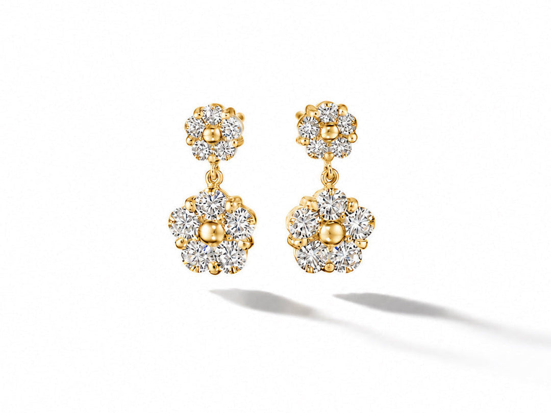 Anzia Flower Diamond Duo Drop Earring – L/XXL