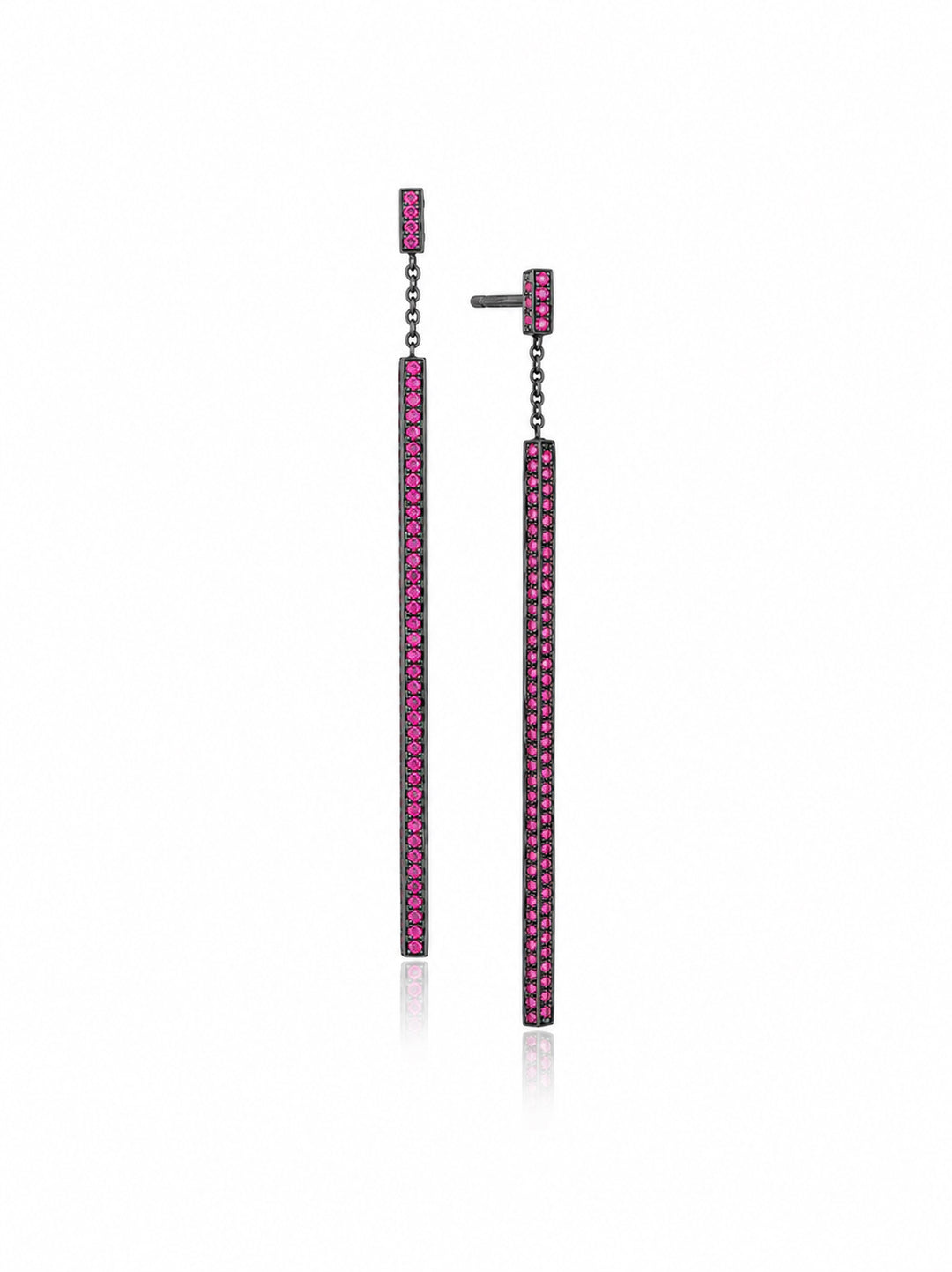 Piece Stick 3D Ruby Earrings