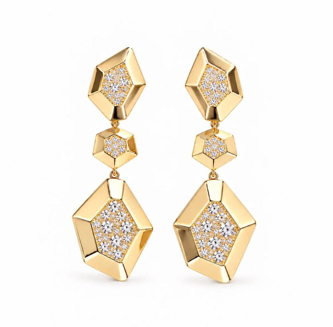 Jackson 3-Drop Faceted Link Diamond Earrings Mimi So