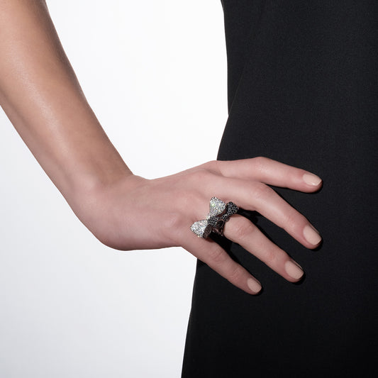 Bow Black Diamond Ring – Petite