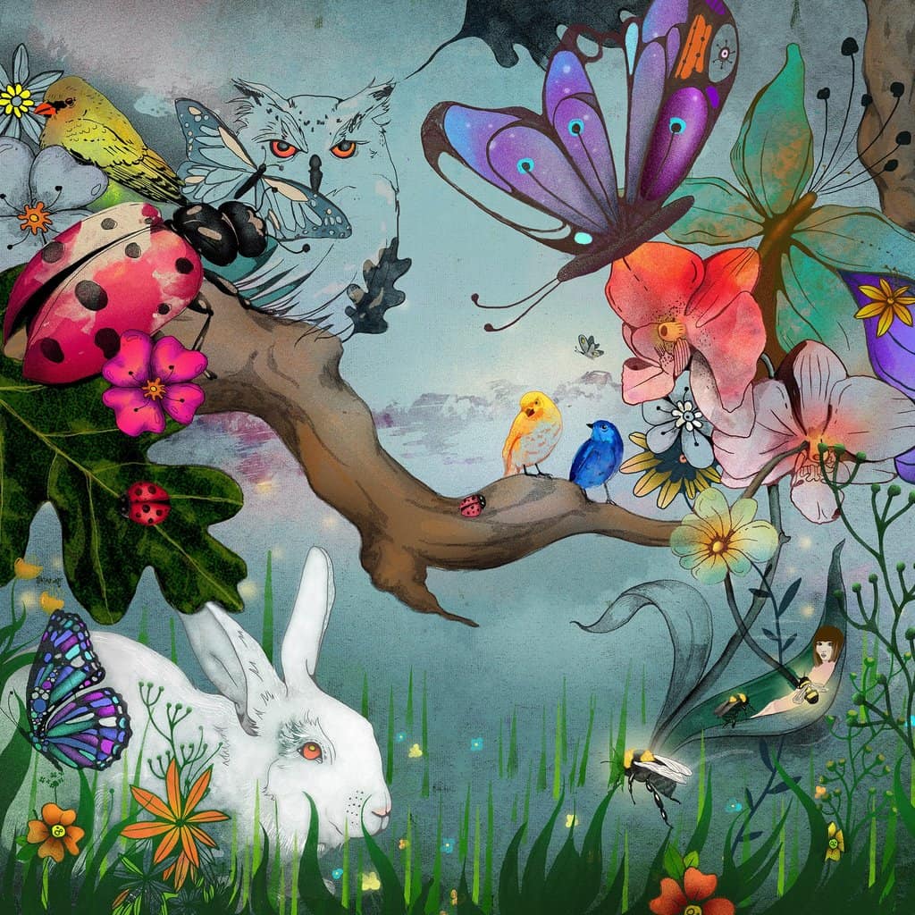 Wonderland Lovebird & Butterfly Twig Necklace - Mimi So