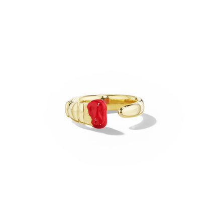 Parsons Paintbrush Ring – Limited Edition Medium Red Enamel_18k Yellow Gold