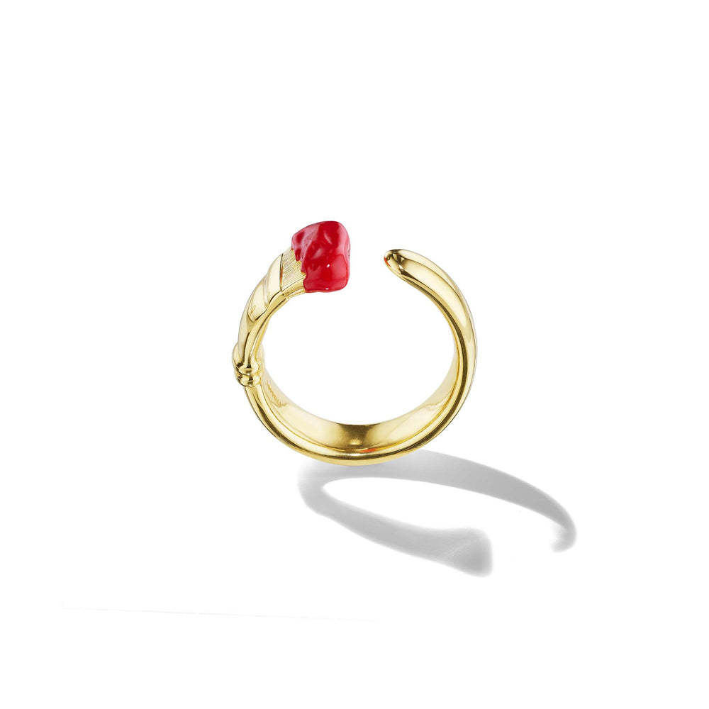 Parsons Paintbrush Ring – Limited Edition Medium Red Enamel 18k Yellow Gold
