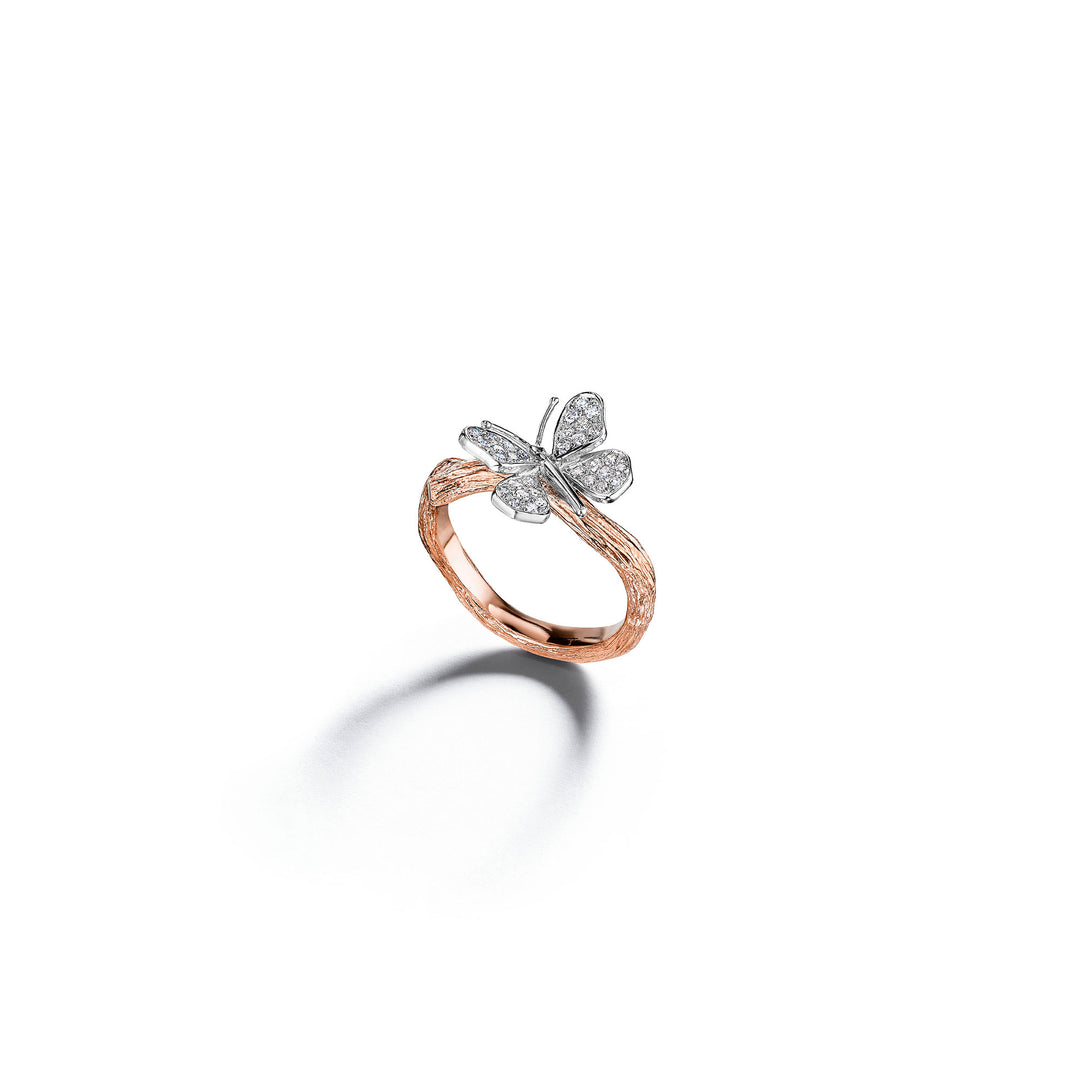 Mimi So Wonderland Butterfly Diamond Ring in 18k Rose Gold