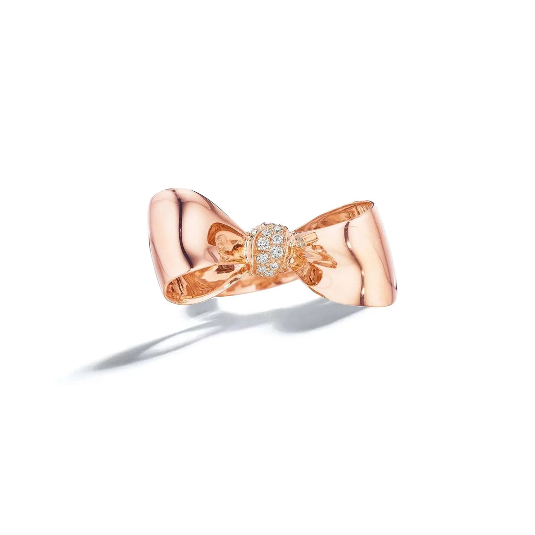 Mimi So Diamond Bow Ring Medium 18k Rose Gold