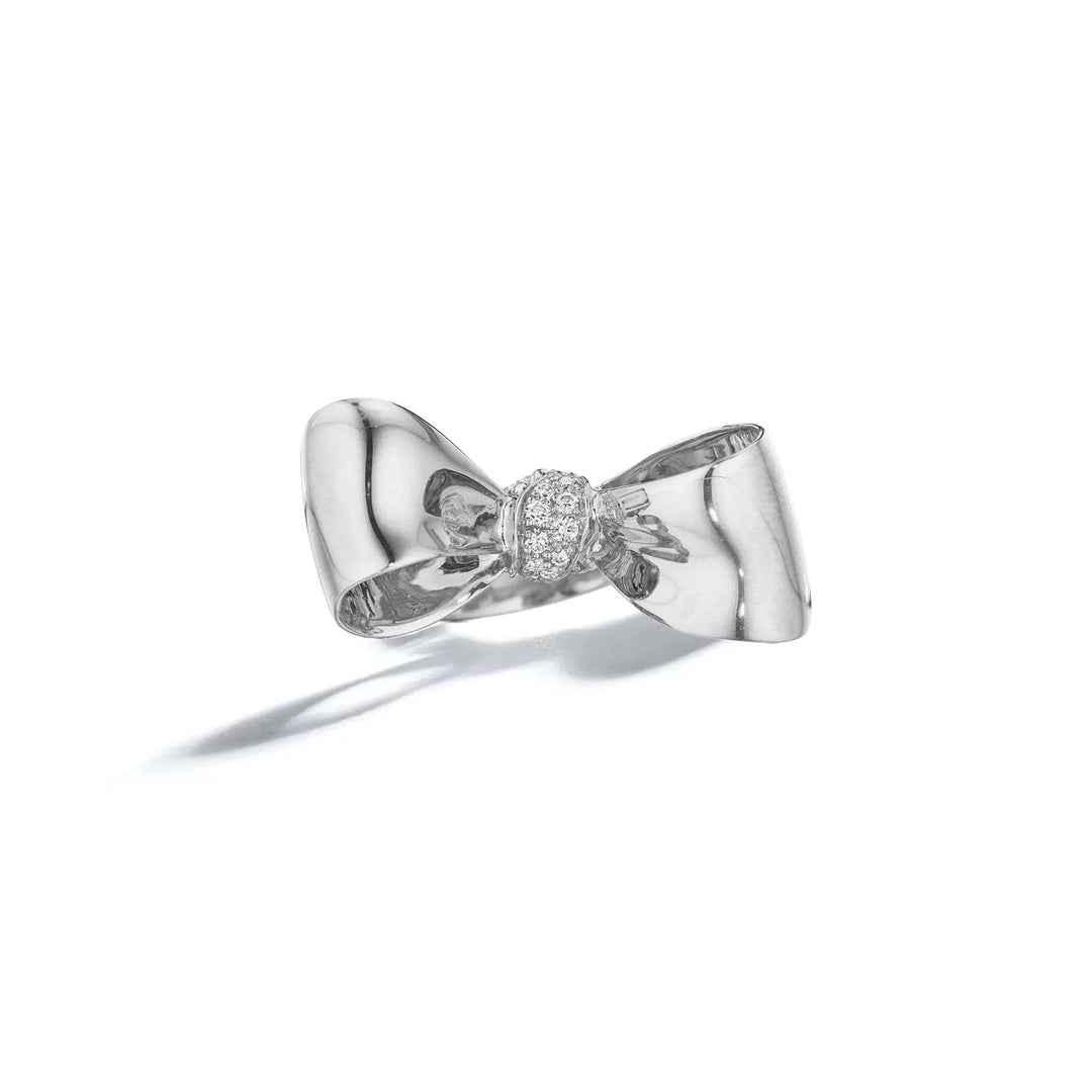 Mimi So Diamond Bow Ring Medium 18k White Gold