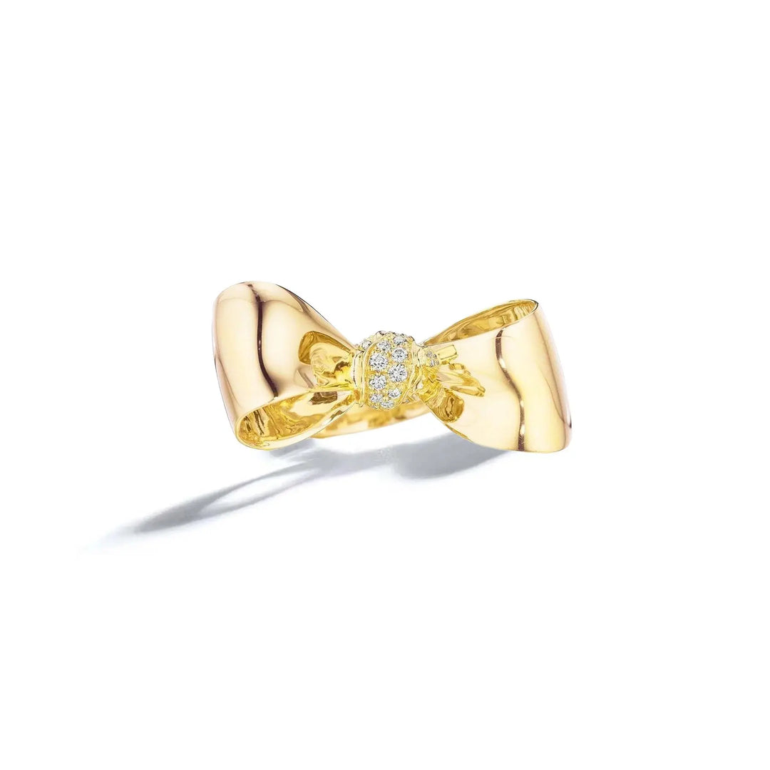 Mimi So Diamond Bow Ring Medium 18k Yellow Gold