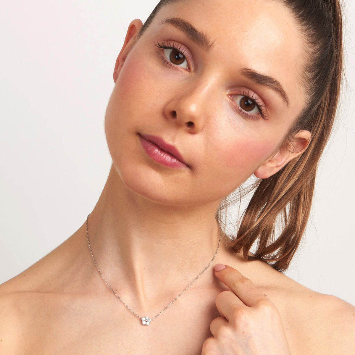 Mimi So Anzia Diamond Flower Pendant Necklace On-Body