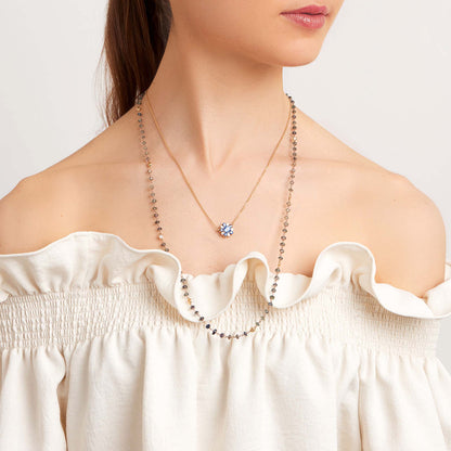 Mimi So Ombre Sapphire & Diamond Bead Necklace On-body