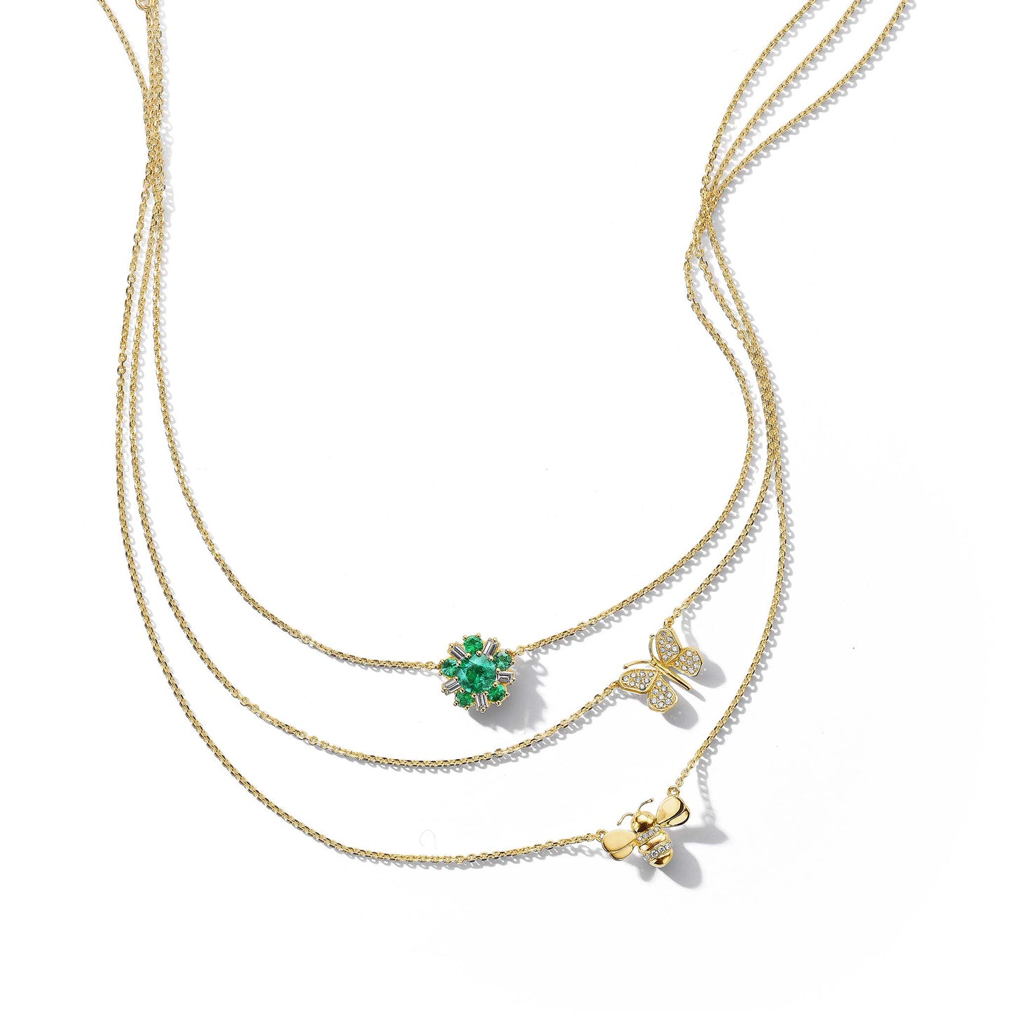 Wonderland Ballerina Flower Emerald Necklace