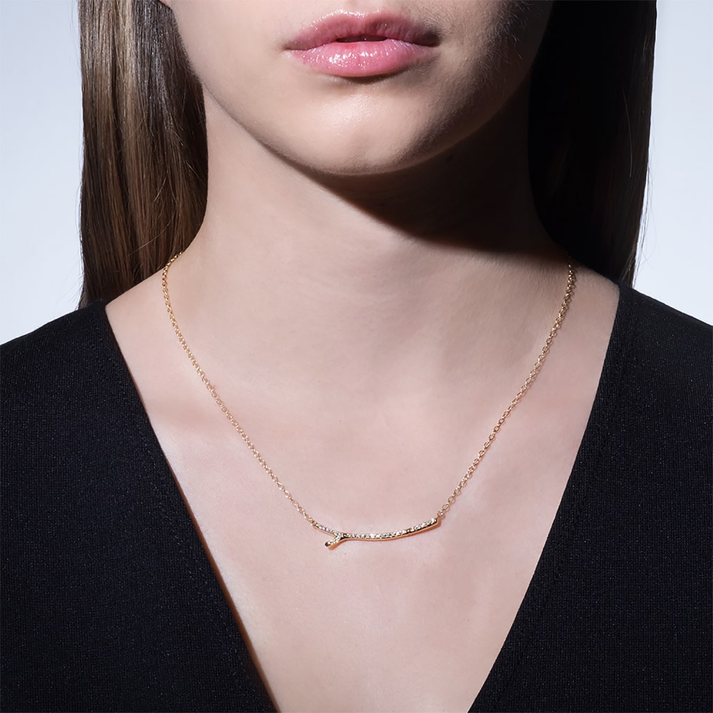 Mimi So Wonderland Twig Diamond Necklace On-body