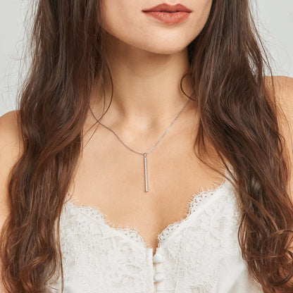 Mimi So Piece Diamond Stick Necklace On-body