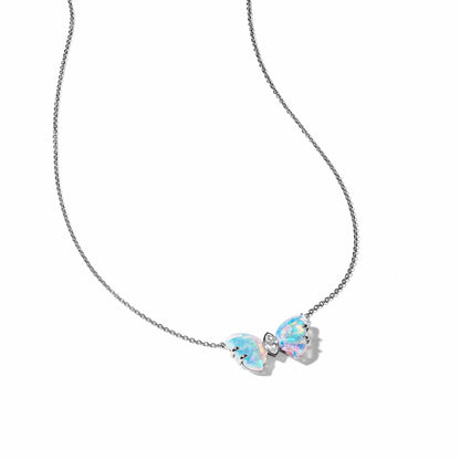 Mimi So Wonderland Butterfly Diamond Opal Pendant Necklace 18k White Gold