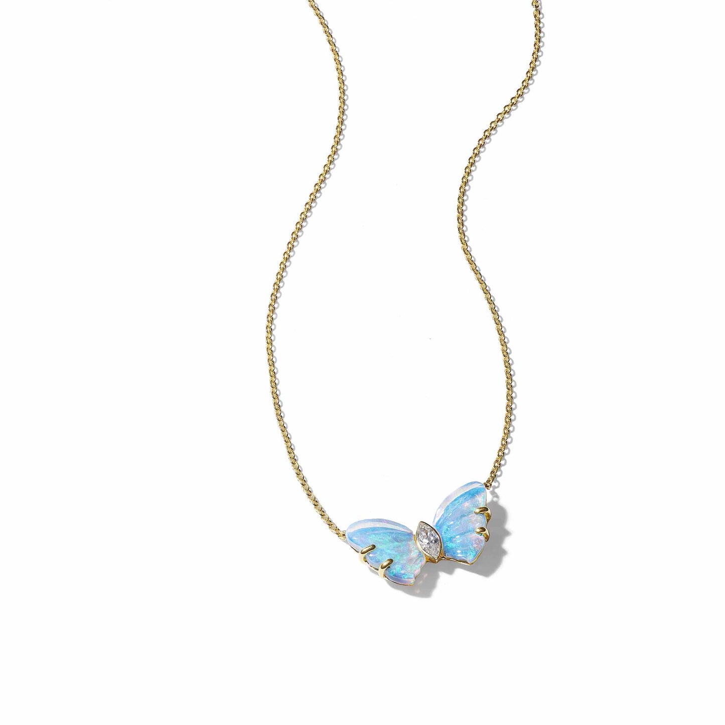 Mimi So Wonderland Butterfly Diamond Opal Pendant Necklace 18k Yellow Gold