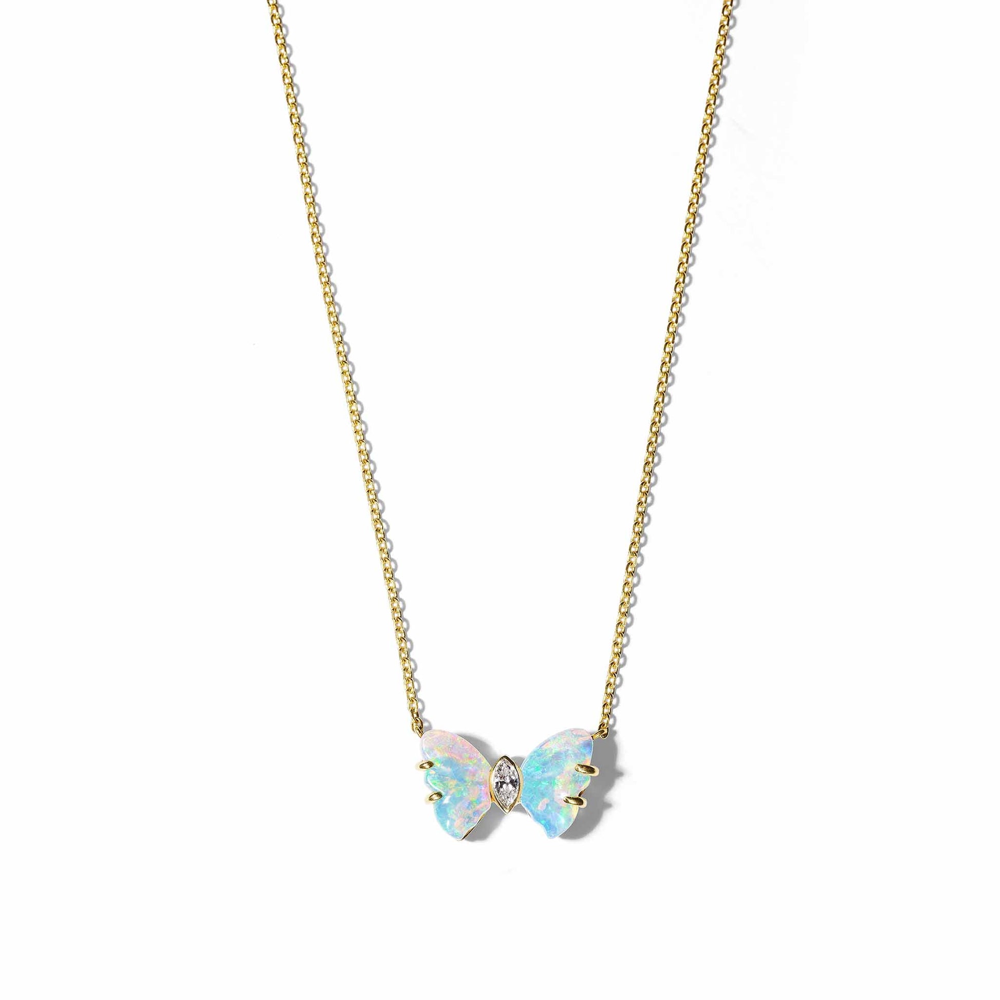 Mimi So Wonderland Butterfly Diamond Opal Pendant Necklace_18k Yellow Gold