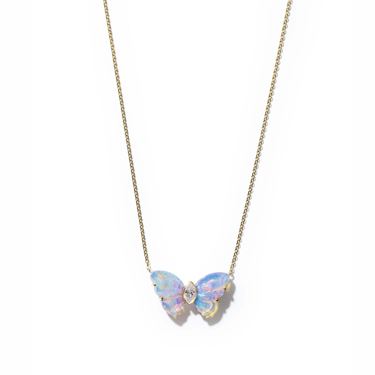 Mimi So Wonderland Butterfly Diamond Opal Pendant Necklace_18k Yellow Gold