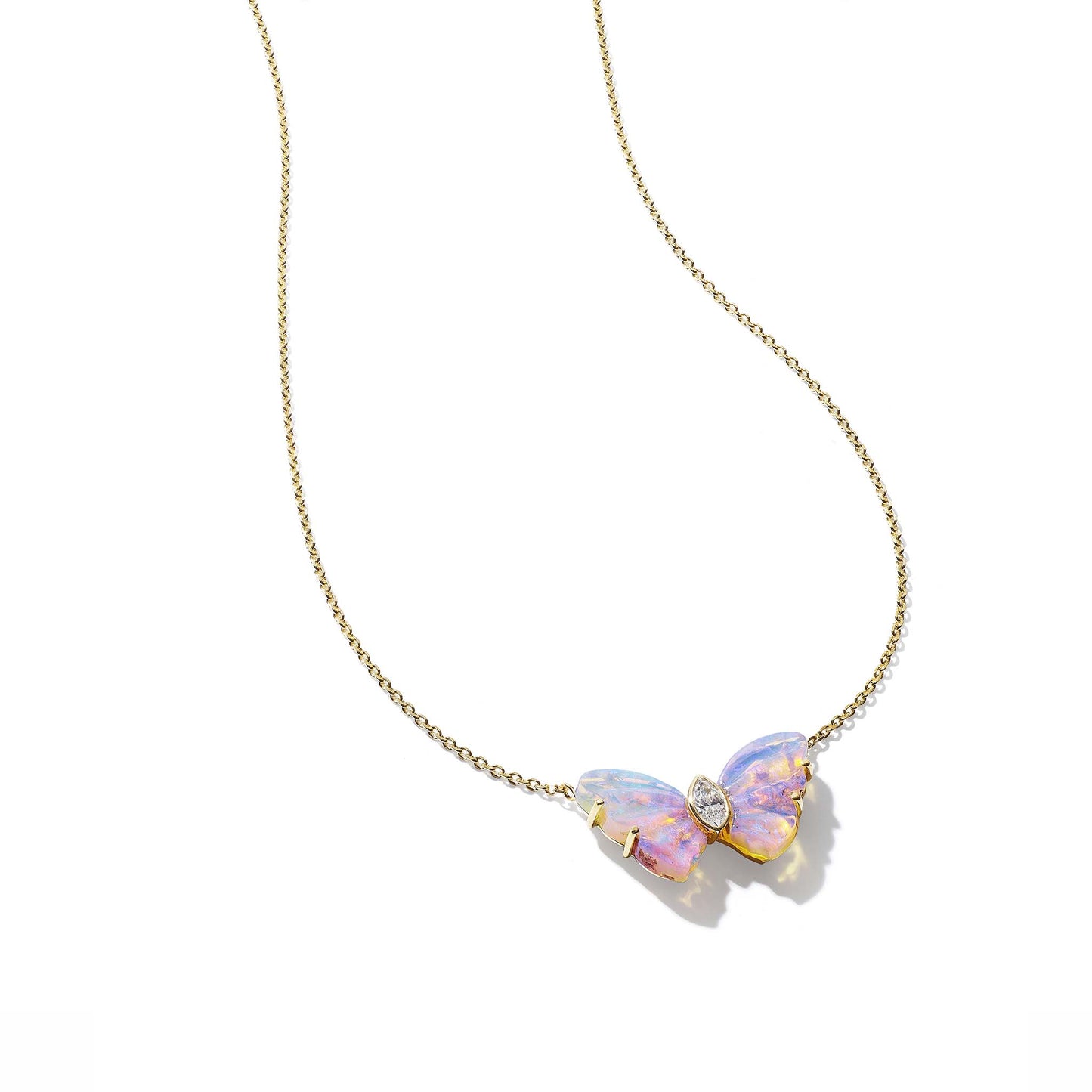 Mimi So Wonderland Butterfly Diamond Opal Pendant Necklace 18k Yellow Gold