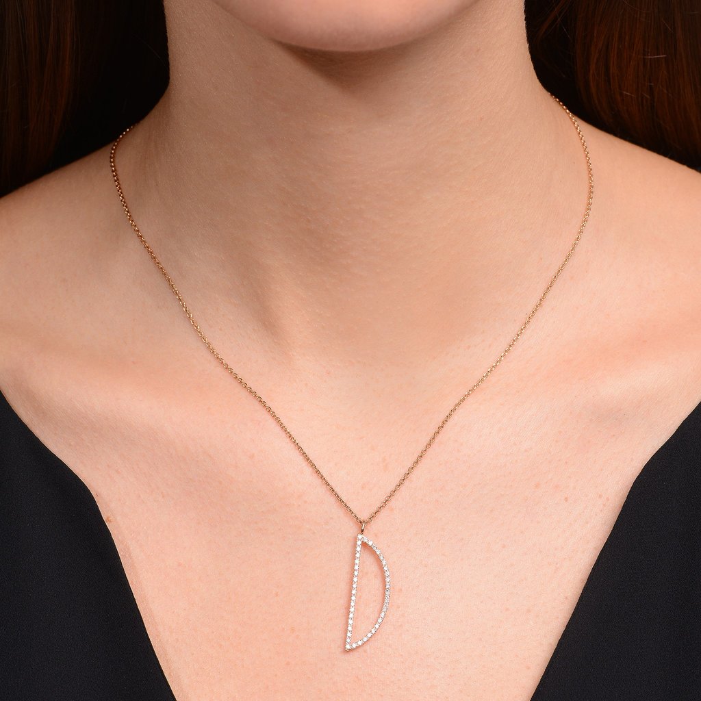 Type Letter D Diamond Pendant Necklace - Mimi So