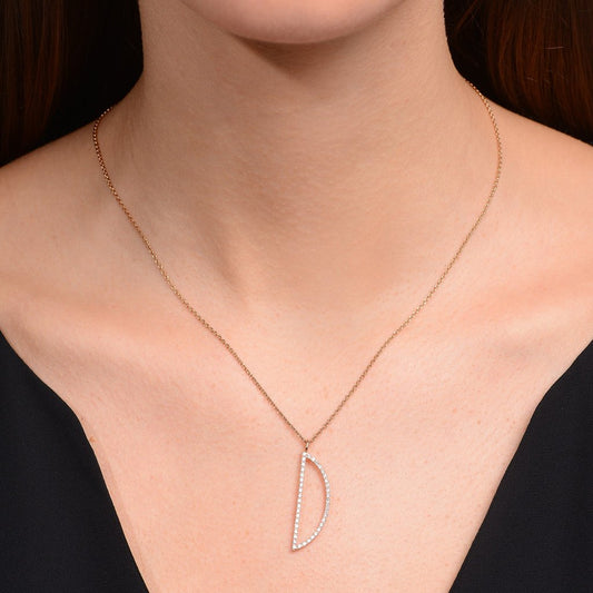 Type Letter D Diamond Pendant Necklace
