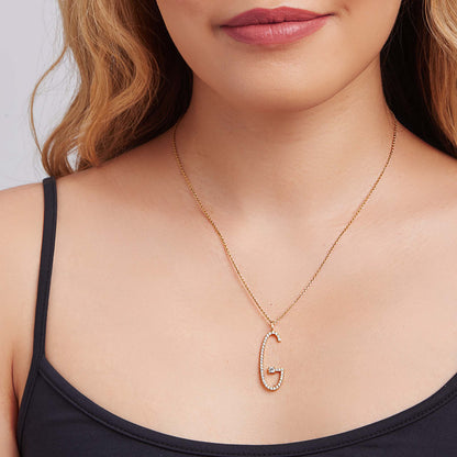 Type Letter G Diamond Pendant Necklace